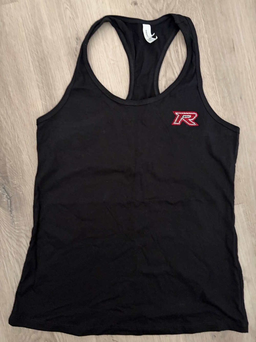Bella Canvas Black Racerback Tank with Red 'R' Patch
